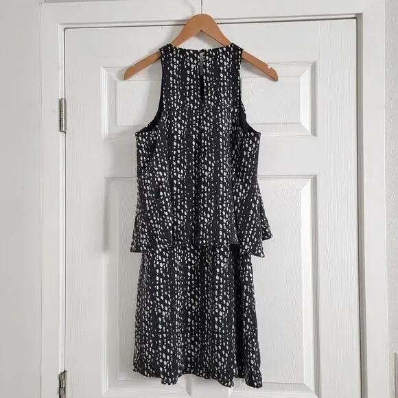 Joie Everla Sleeveless Polka Dot Printed Silk Dress in Caviar Porcelain Size XS - Picture 4 of 6